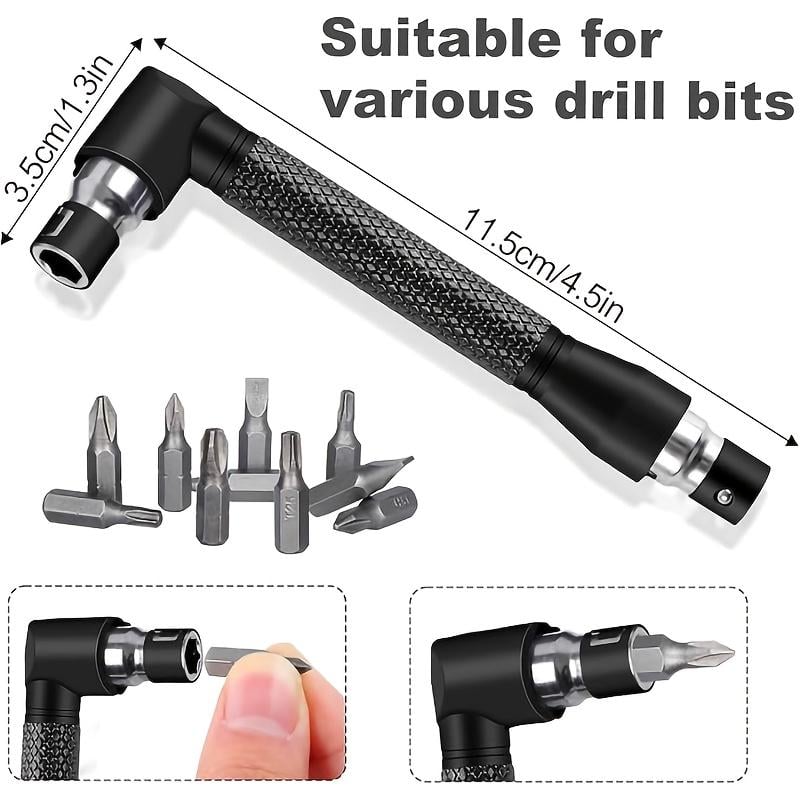 🔩6pcs Right-Angle Drill Bit Accessory Set - Easy to Install & Wide Compatibility🛠️