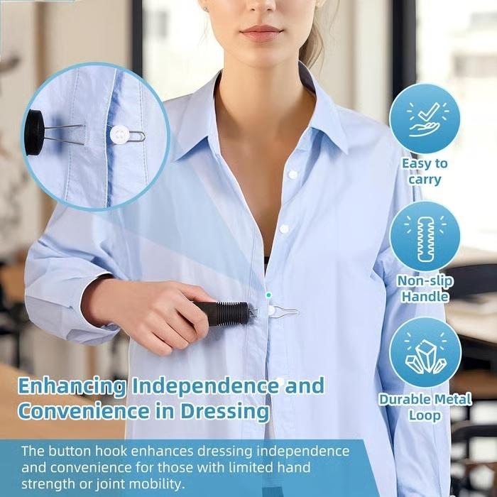 Button Hook and Zipper Pull One Hand Buttons aids