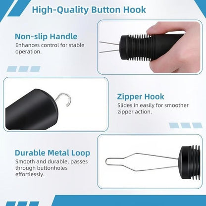 Button Hook and Zipper Pull One Hand Buttons aids
