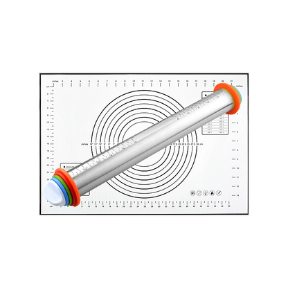 🔥Adjustable Stainless Steel Rolling Pin with Thickness Rings
