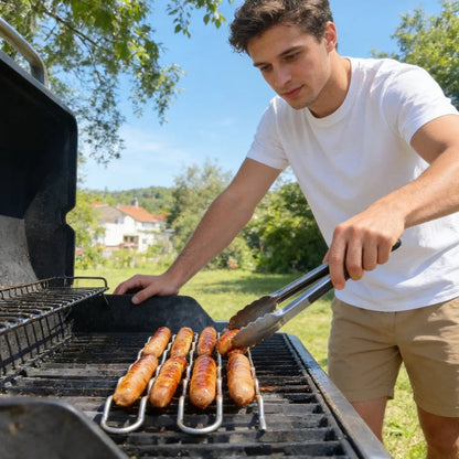 🌭 [Grill Master Essential] BBQ Sausage Roller Rack | No More Burnt Hot Dogs! 🔥✨