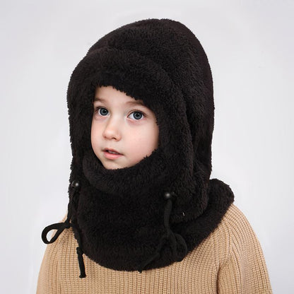 Winter Balaclava & Neck Warmer Hat - Windproof Thermal Kids Full Face Mask with Detachable Hood