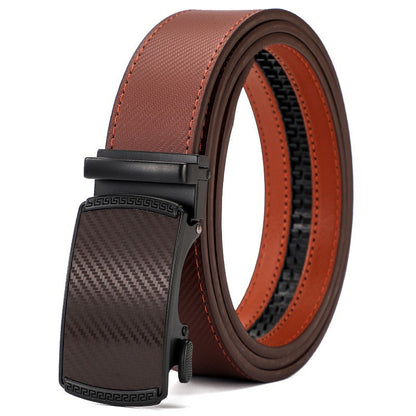 Leather Ratchet Belt With Adjustable Buckle