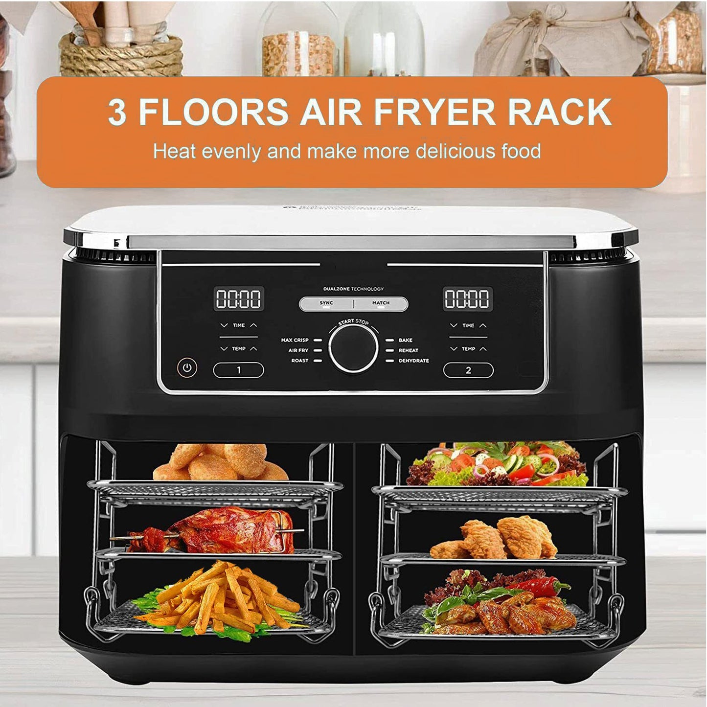 Air Fryer Rack, 304 Stainless Steel Toast Rack, Multi-Layer Grill, Grill