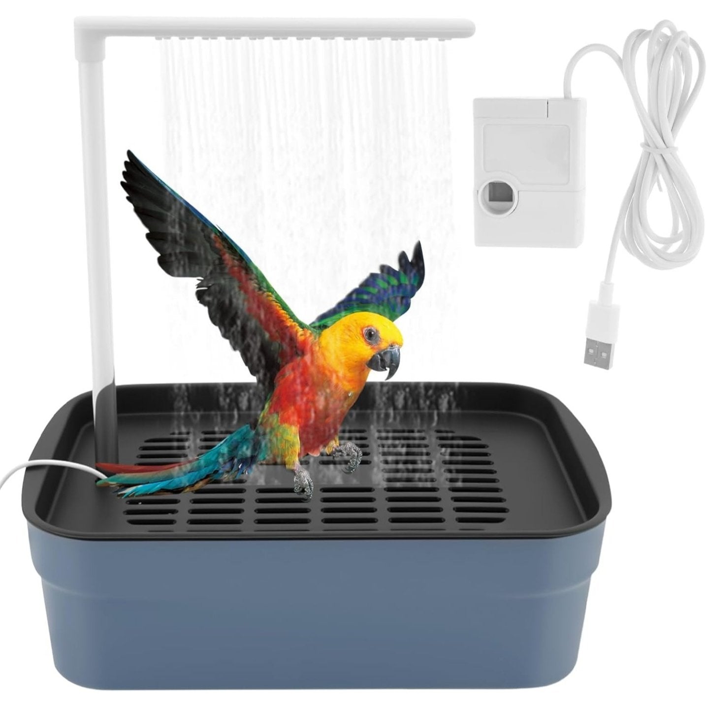 🦜💦Automatic ABS Bird Bath Shower, Parrot Bathtub with Circulating Faucet for Pet Bird