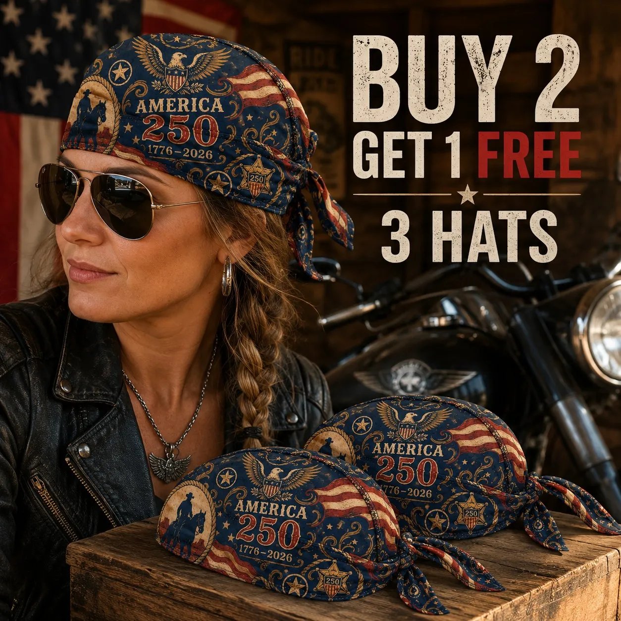 America 250 Cycling Pirate Hat / Biker Headwrap