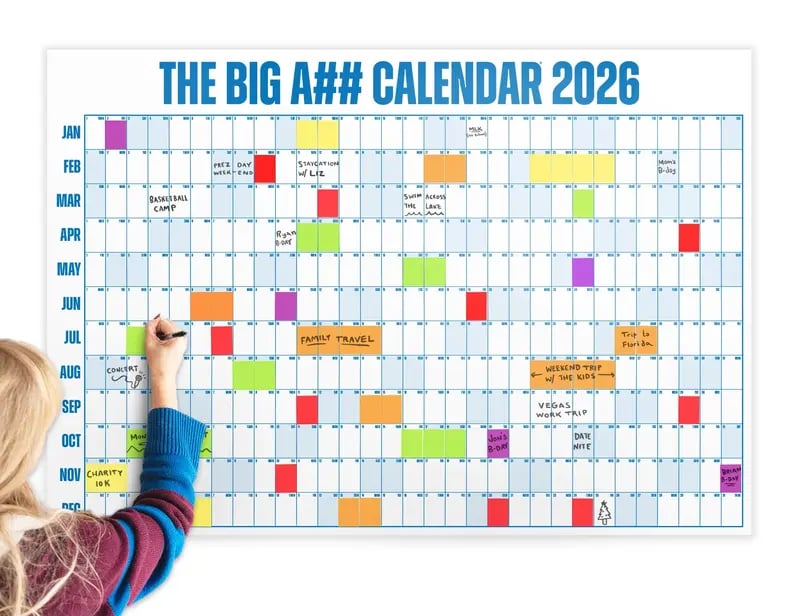 🔥📅The Big A## 2026 Wall Calendar - Flexible Dry-Erase Material ✍️Design Your Amazing Year!🏃