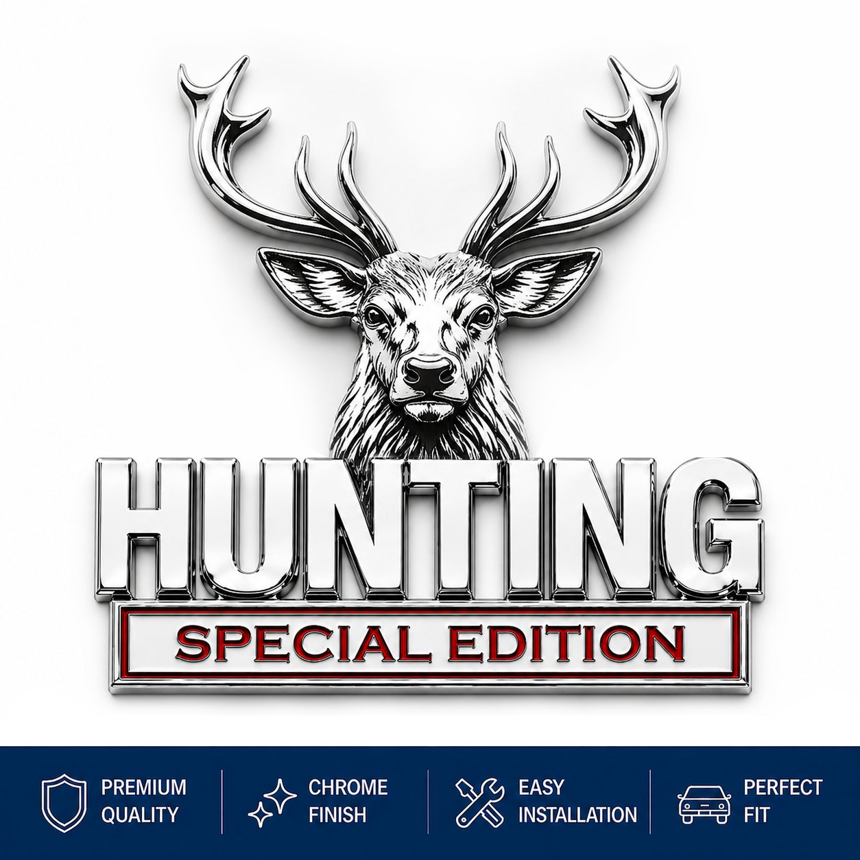 🦌 Premium 3D Deer Emblem Sticker – Upgrade Your Vehicle With Outdoor Style