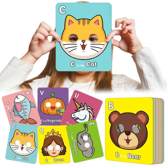 ✨🔥26 Pcs Alphabet ABC Flash Cards with Animal Masks