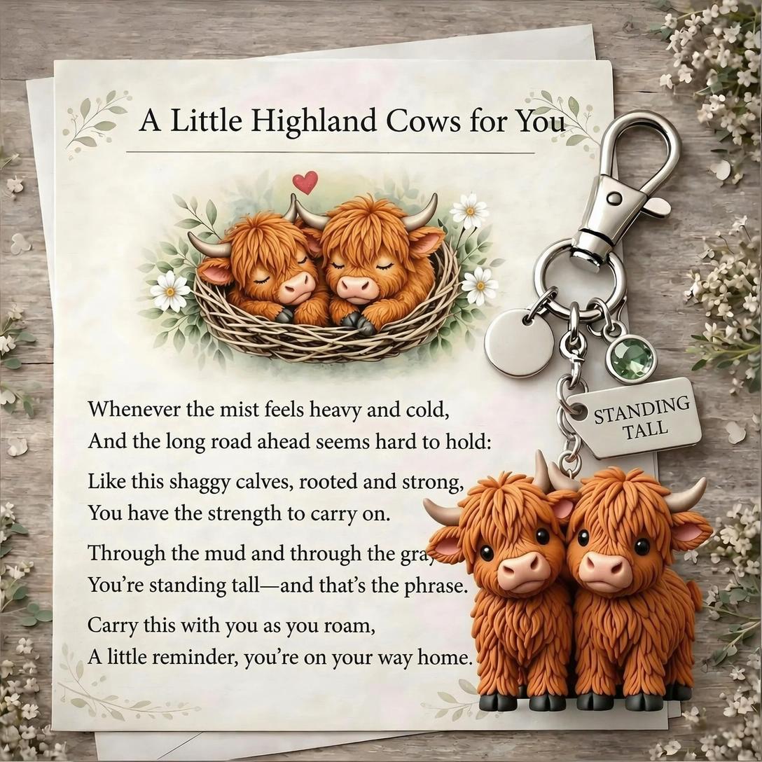 🐮A Little Highland Cows For You Keychain: Your Daily Reminder of Quiet Strength