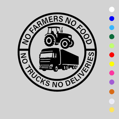 🔥No Farmers No Food No Trucks No Deliveries Vinyl Sticker – 140mm Decal
