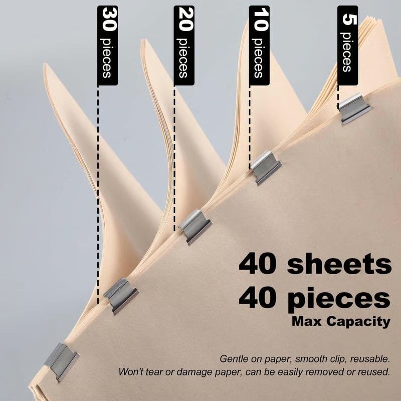 Portable Binder Clip Stapler- Includes 50 reusable clips