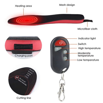 Heated Insoles with Remote Control 3 Heat Settings