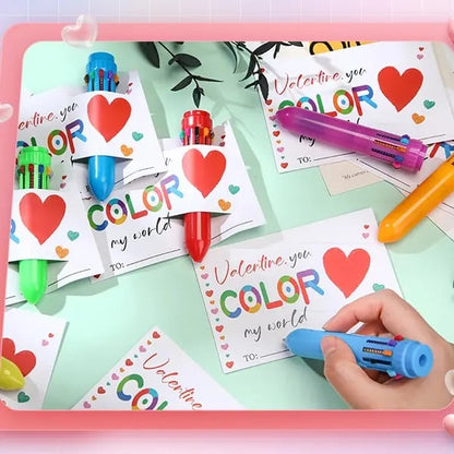 💞Valentine's Day Gifts Set: Multicolor Ballpoint Pen and Shaped Card Cards - Exchange Gift for Student🎁