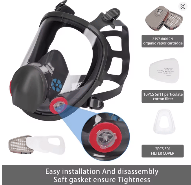 Full-face self-filtering respirator for protection against dust and toxic substances