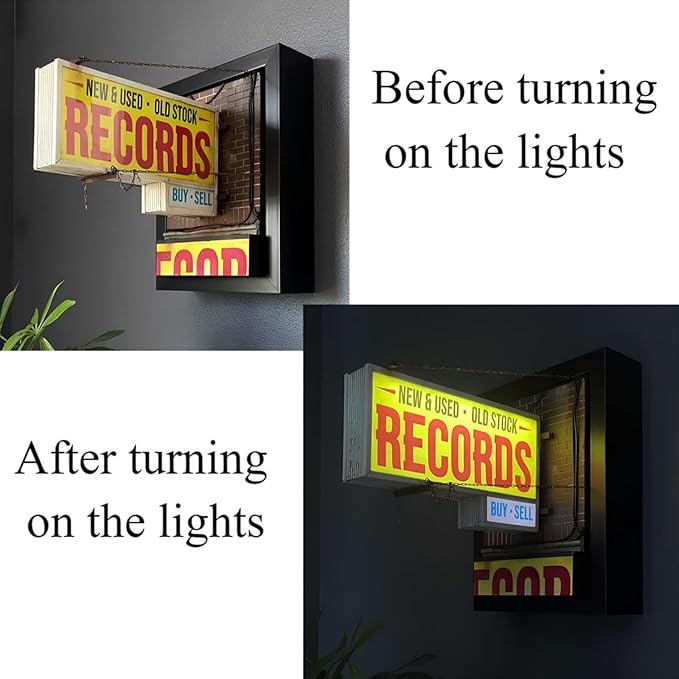 🔥💽Record Store Retro Wall Light - Record Collector Gift✨