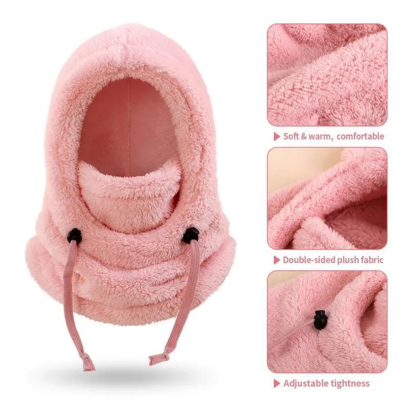 Winter Balaclava & Neck Warmer Hat - Windproof Thermal Kids Full Face Mask with Detachable Hood