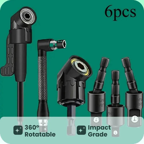 🔩6pcs Right-Angle Drill Bit Accessory Set - Easy to Install & Wide Compatibility🛠️