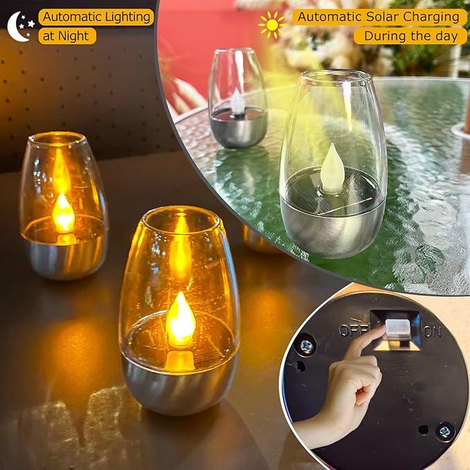 🔥Solar Power Tea Lights Outdoor Flameless Flicker