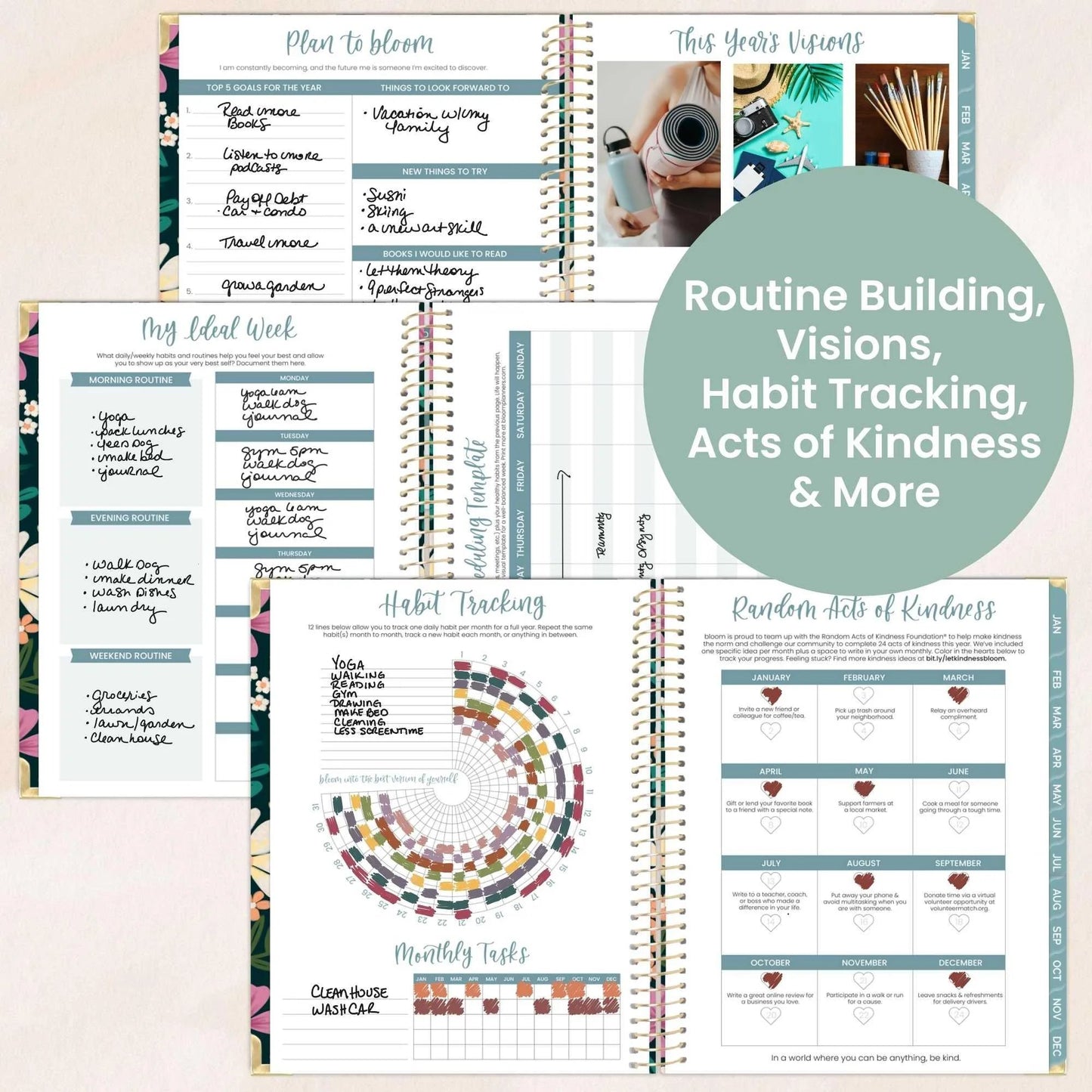 2026 Hard Cover Planner, 8.5" x 11", Blooming Wildly