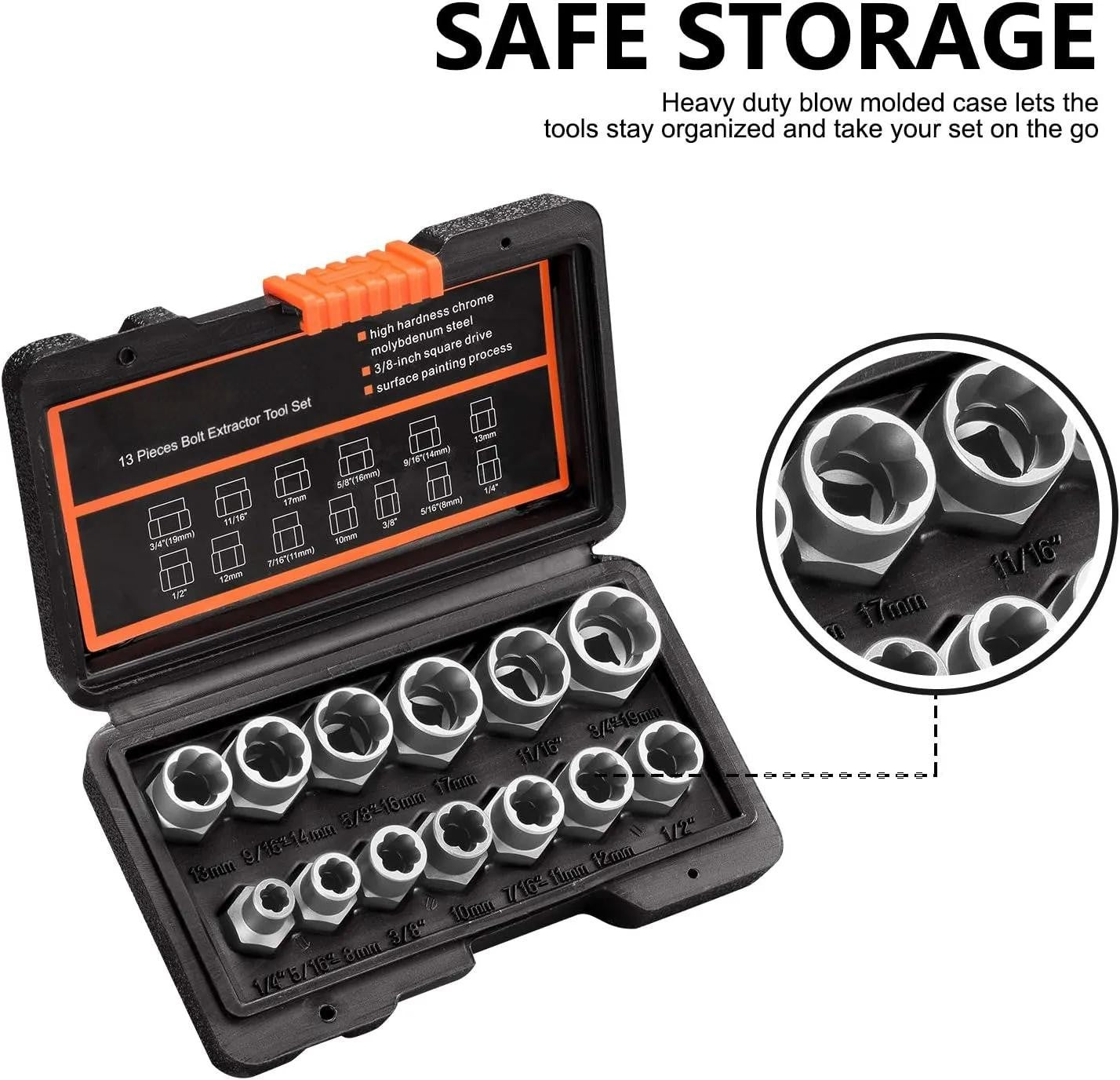 14 Pieces Impact Bolt & Nut Remover Set
