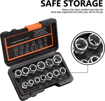 14 Pieces Impact Bolt & Nut Remover Set