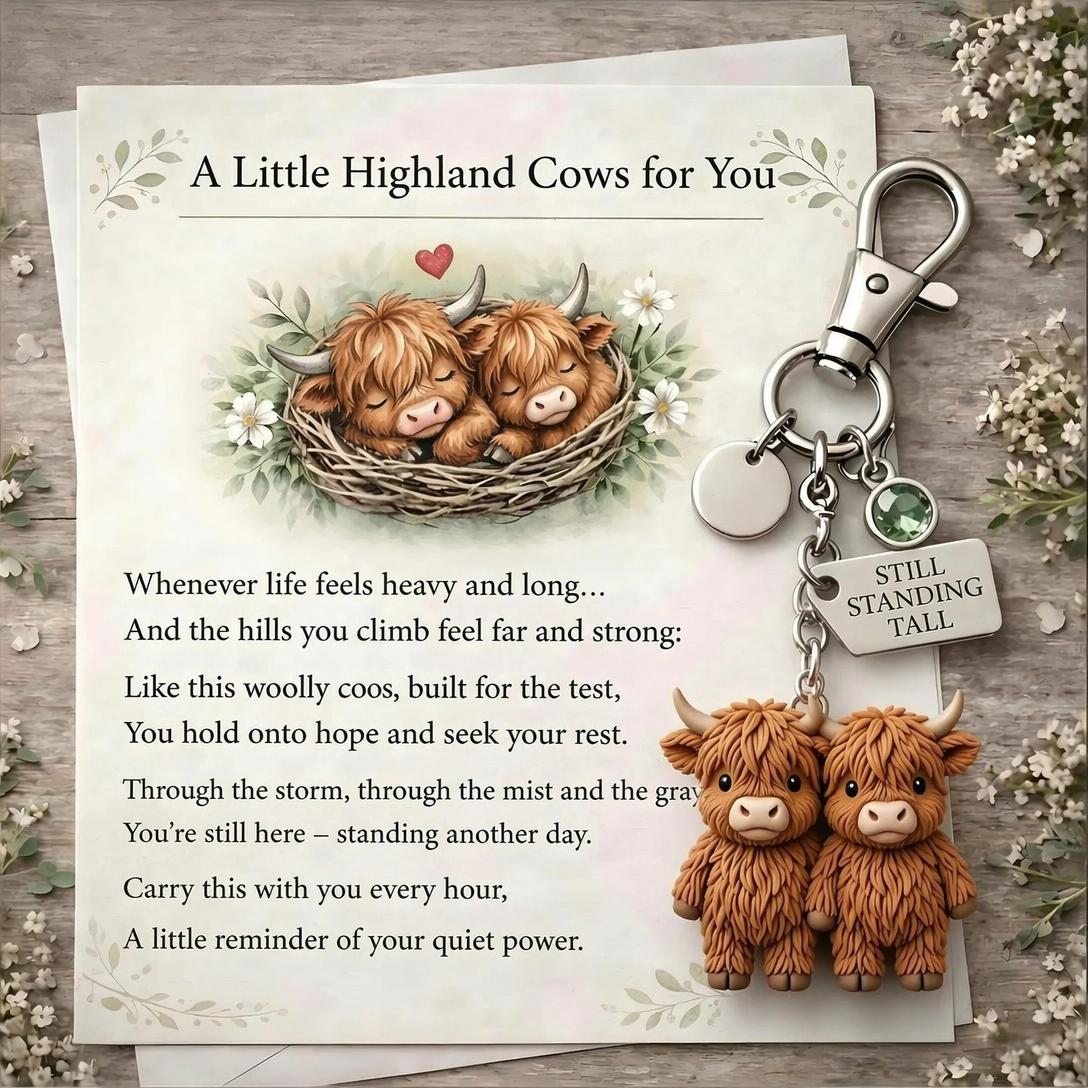 🐮A Little Highland Cows For You Keychain: Your Daily Reminder of Quiet Strength