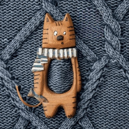 Wooden Animal Brooches