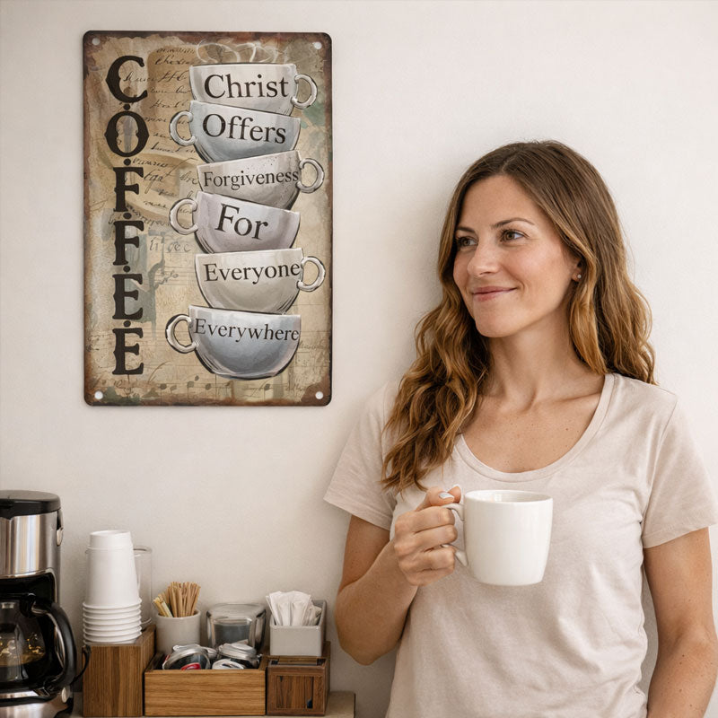 "Grace in Every Cup" Inspirational Sign ⛪ — A Timeless Message of Mercy for Your Sacred Space