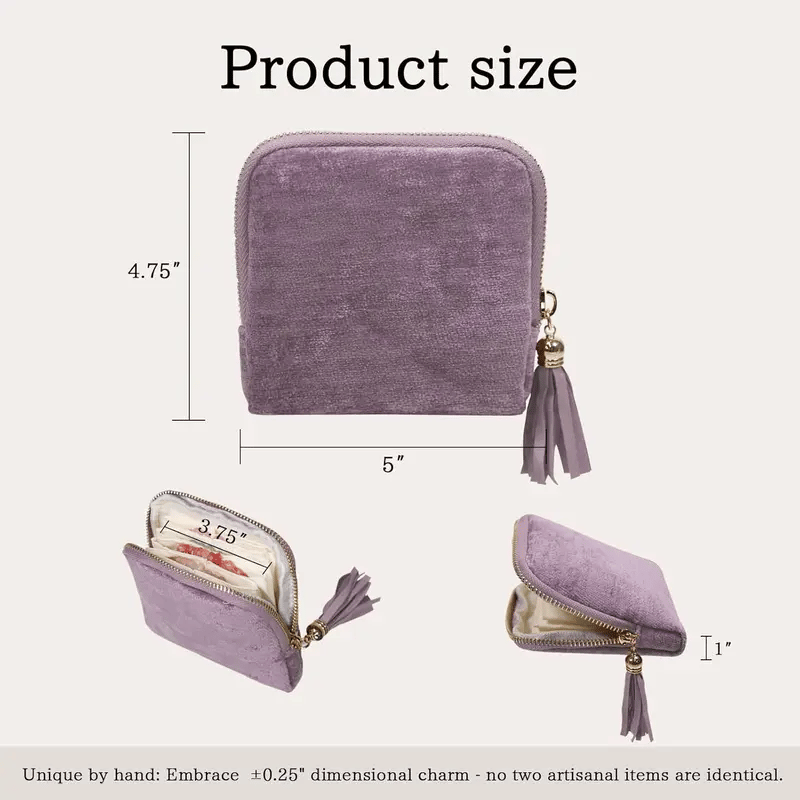 Jewelry Zippered Pocket Case Travel Jewelry Bag Portable Organizer