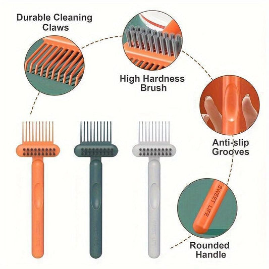 ✨Comb & Hairbrush Cleaner Set (3 Count) — Dual-Tool Mini Rake/Bristle Brushes