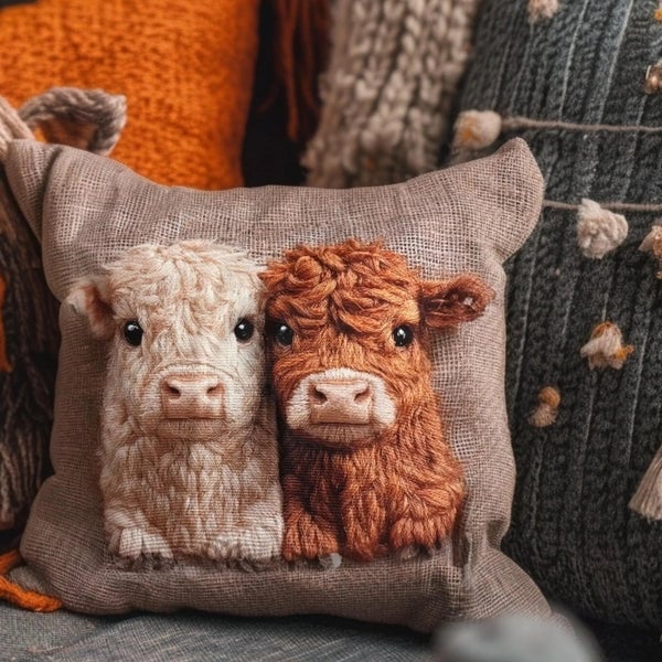 🐮💕 Personalized Scottish Highland Cattle Pillow Cover