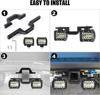 2pcs 4 Inch LED Pods with Tow Hitch Mounting Brackets