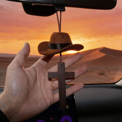 🤠Cowboy Hat & Cross Car Charm | A Ride with Style & Faith 🚗✨