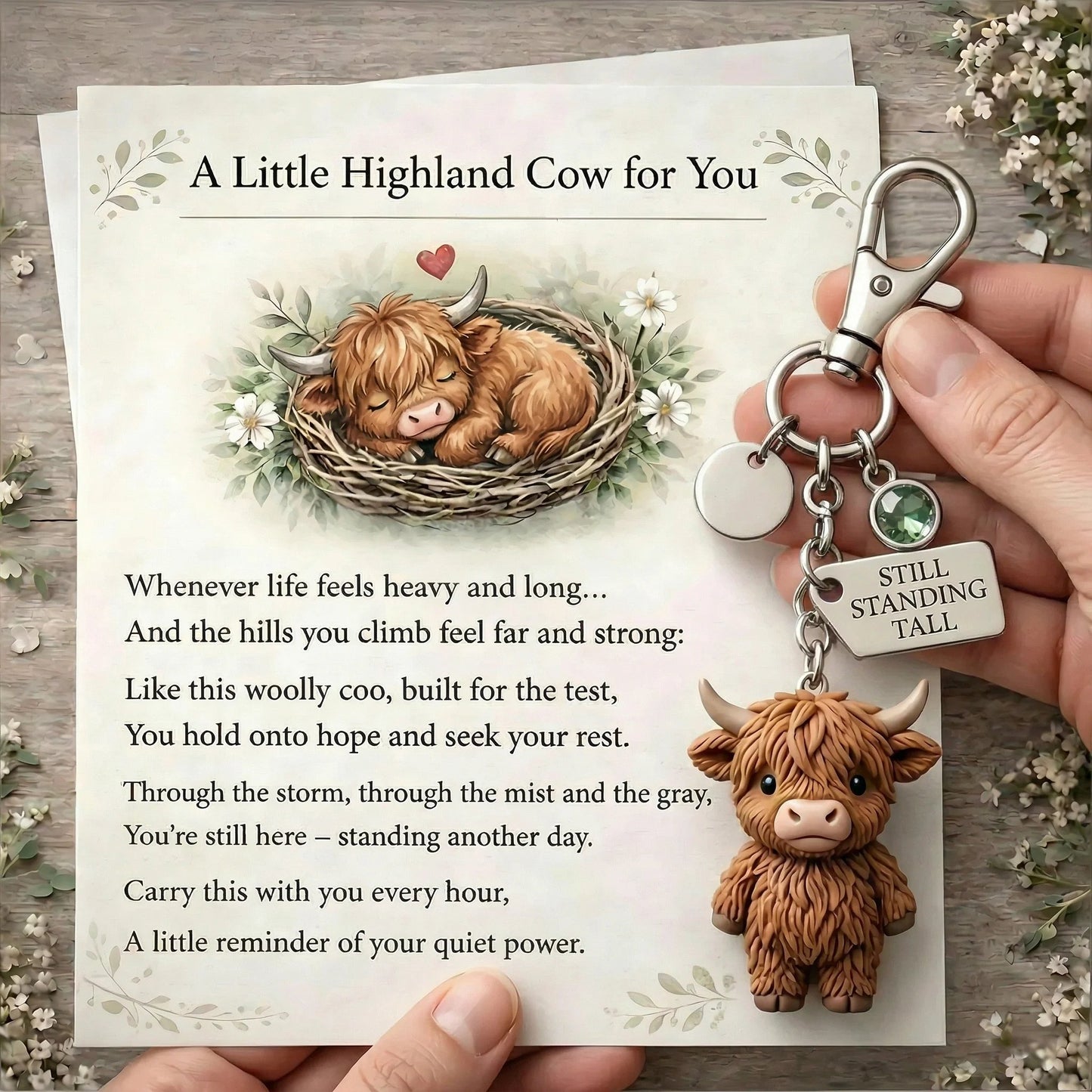 🐮A Little Highland Cows For You Keychain: Your Daily Reminder of Quiet Strength