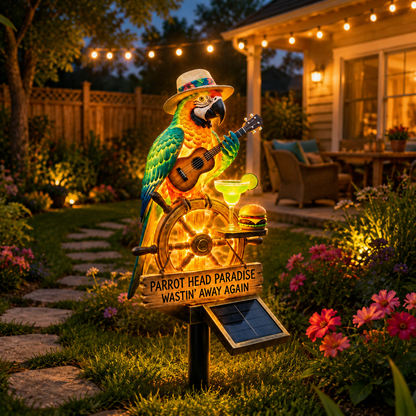 🌴 Solar-Powered Parrot Garden Light – “Wastin' Away Again”