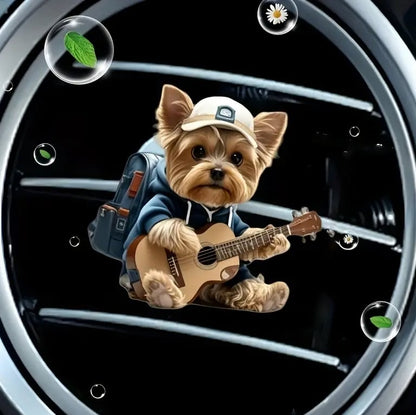 🎸🐶Strumming Yorkie Car Vent Clip