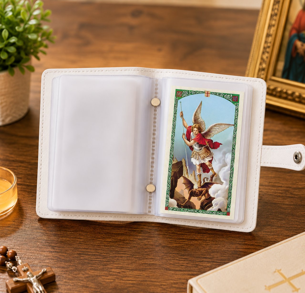 🙏 Genuine Leather Holy Card Holder – Compact Catholic Prayer Card Wallet for Church & Daily Prayer✝️