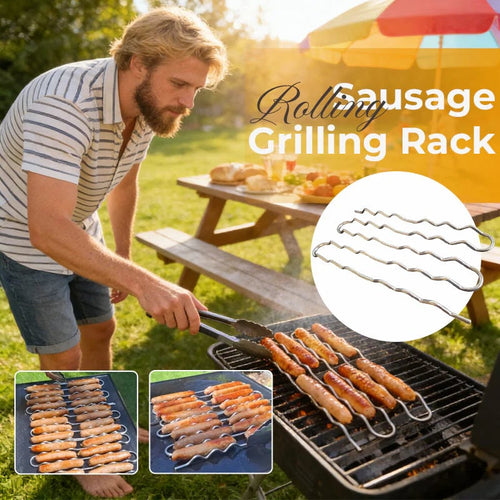 🌭 [Grill Master Essential] BBQ Sausage Roller Rack | No More Burnt Hot Dogs! 🔥✨