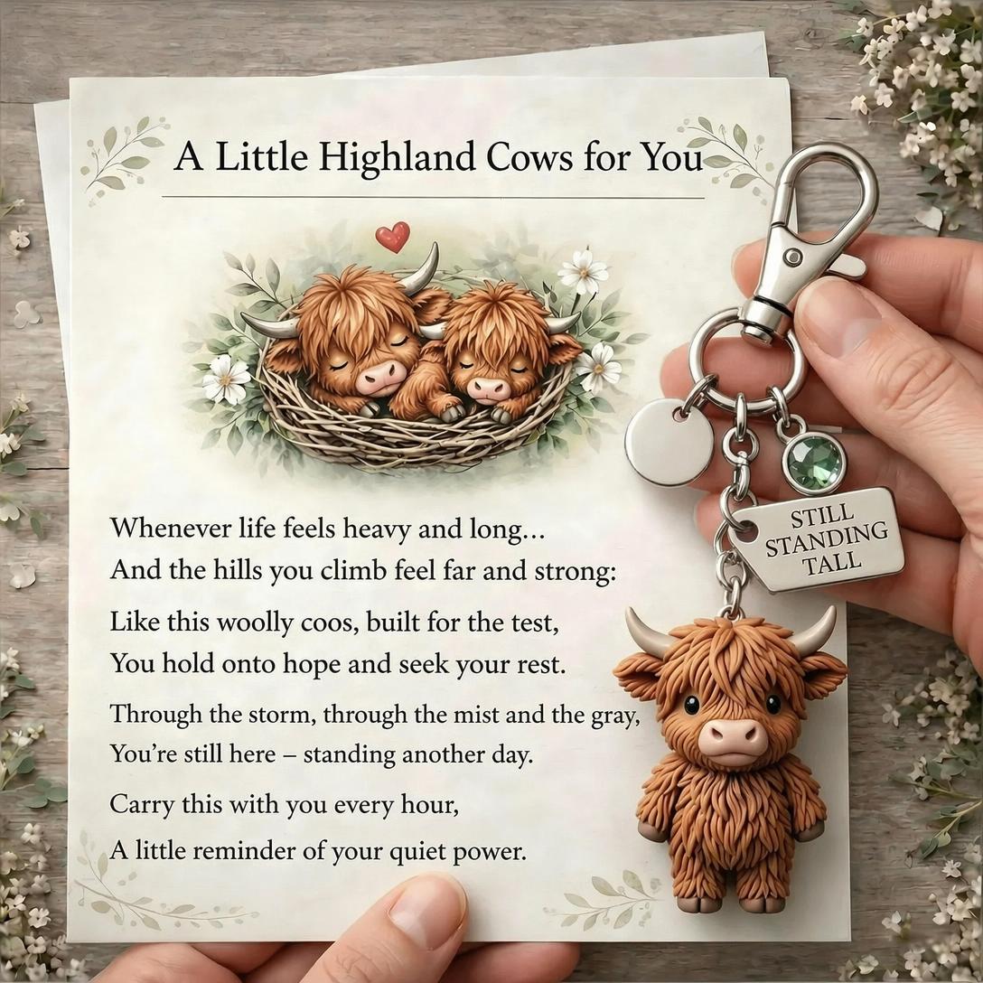 🐮A Little Highland Cows For You Keychain: Your Daily Reminder of Quiet Strength