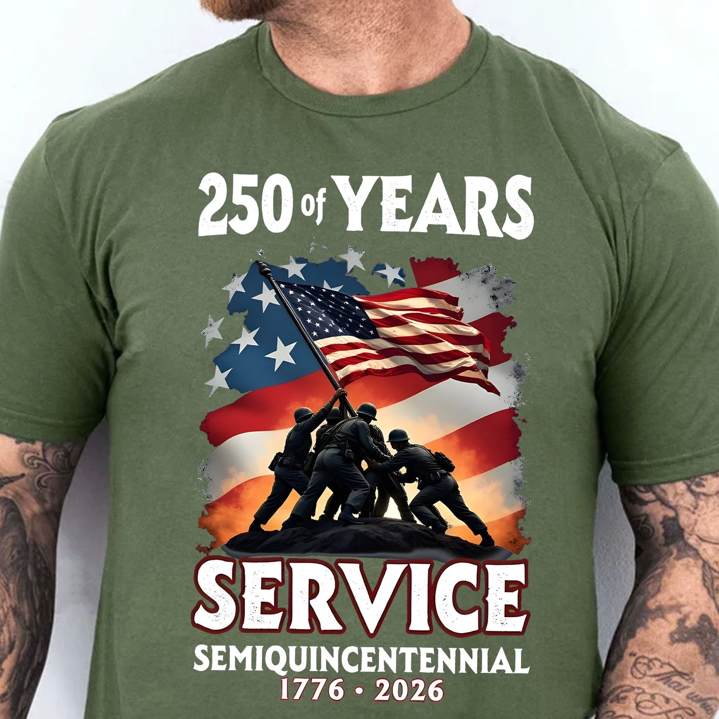 250 Years of Service Shirt | USA 250th Anniversary Tee | Patriotic American Flag T-Shirt | 4th of July Gift