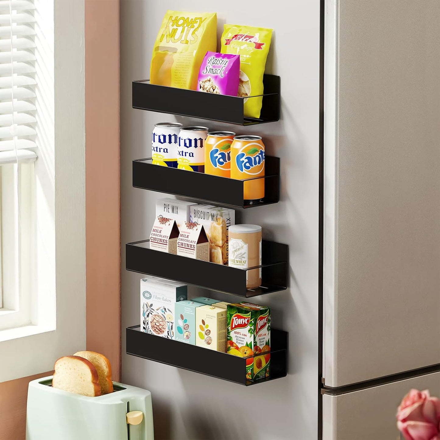 🔥Punch-free Magnetic Storage Rack Organize —— Space-saving Kitchen Organizer