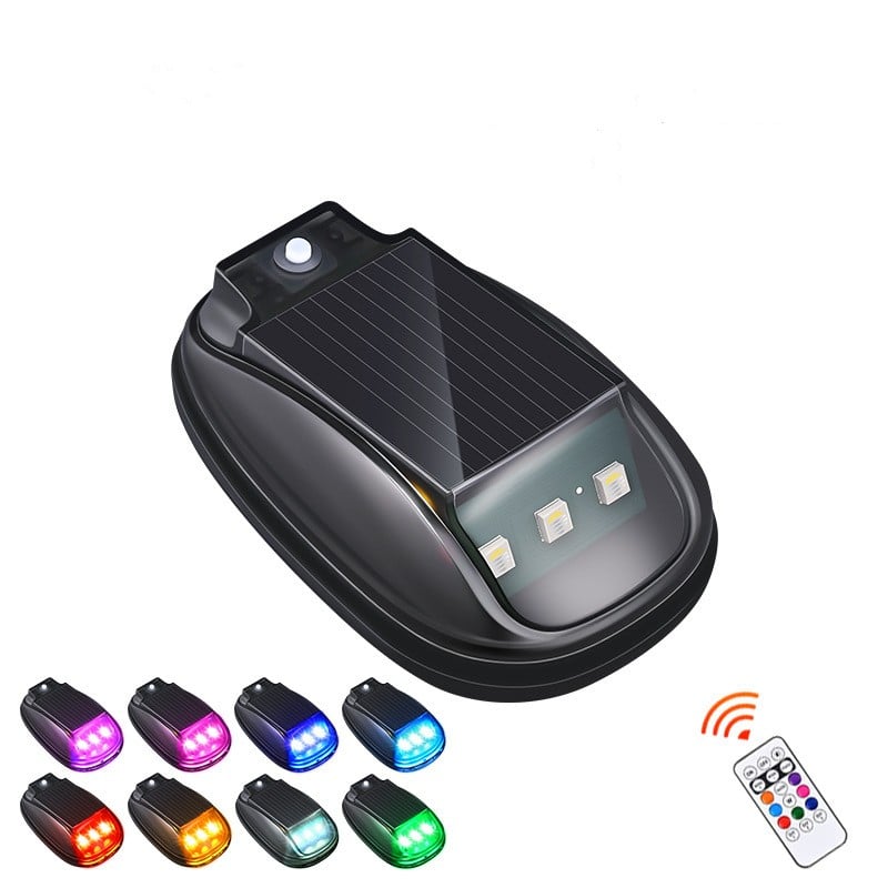 🔥Solar-powered RGB strobe light on car roof with remote control💡