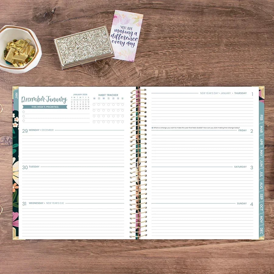 2026 Hard Cover Planner, 8.5" x 11", Blooming Wildly