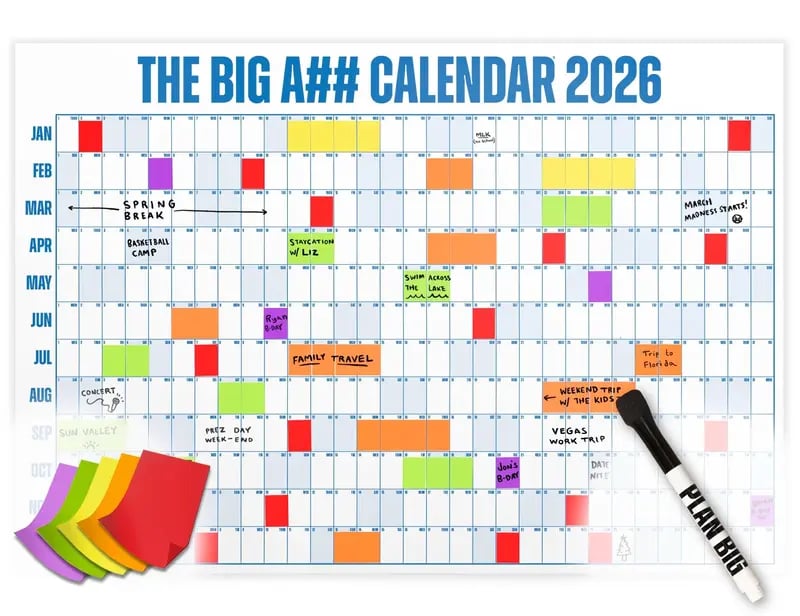 🔥📅The Big A## 2026 Wall Calendar - Flexible Dry-Erase Material ✍️Design Your Amazing Year!🏃