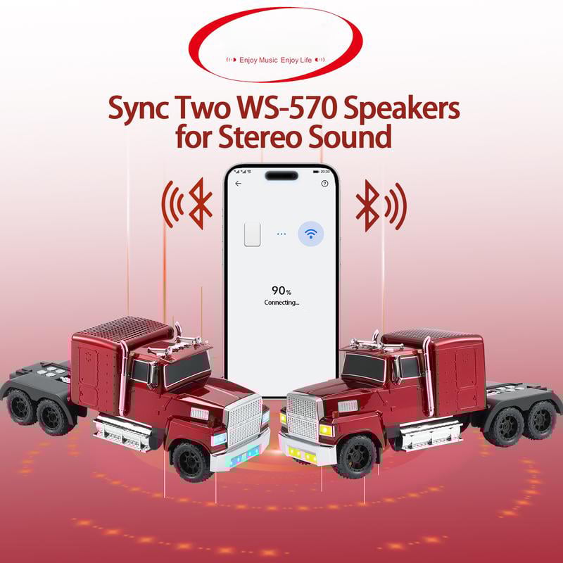 🔥LAST DAY ONLY 49% OFF🔥🚚WSTER WS-570 Big Truck Model Bluetooth Speaker with USB TF Card AUX FM Radio TWS Pairing
