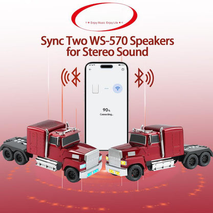🔥LAST DAY ONLY 49% OFF🔥🚚WSTER WS-570 Big Truck Model Bluetooth Speaker with USB TF Card AUX FM Radio TWS Pairing