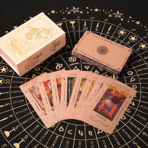 ✨ Witchy Cauldron Tarot Card Set – Rose Gold Accents, Complete Guide Book & Velvet Pouch 🎴📖