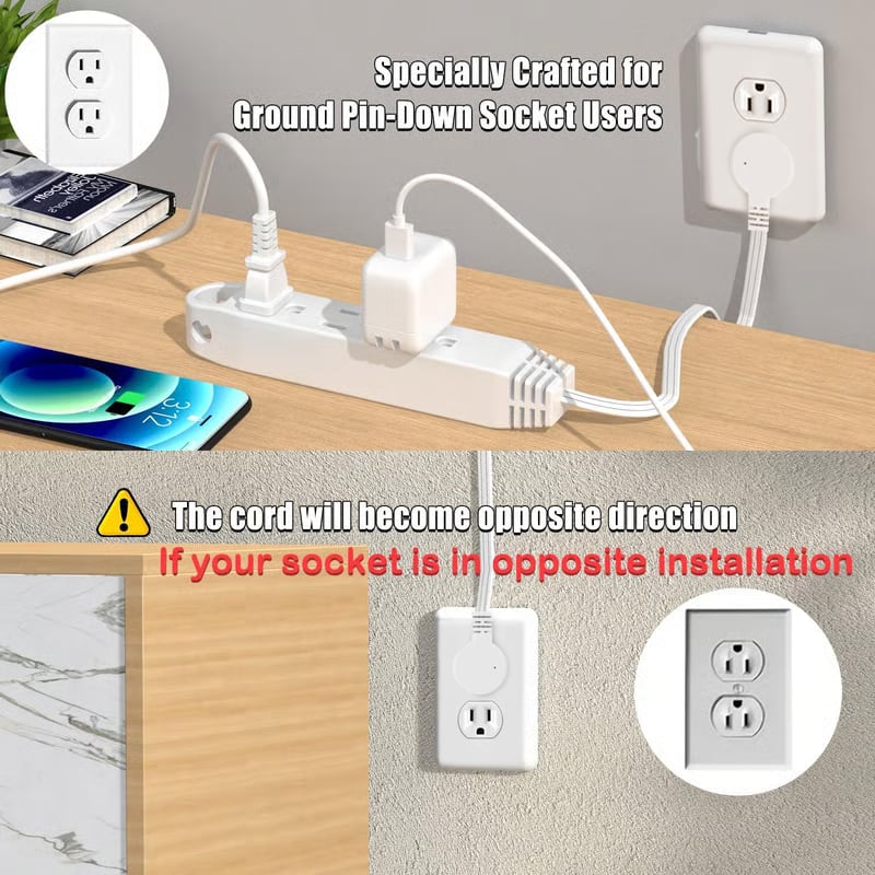 🔥🔥🏆#1 Bestselling🏆6FT Ultra Flat Plug Extension Cord Power Strip with 3 Outlets