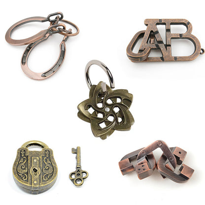 Jumbo Metal Brain Teaser Puzzles for Adults - 4 Pack Challenging 3D Mind Games